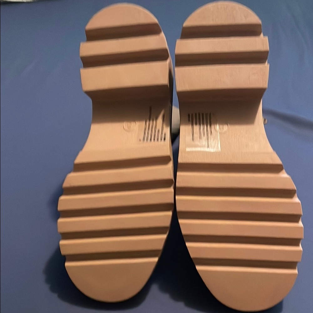 Tan Suede Ankle Boots with Elastic Panels - Picture 3 of 3